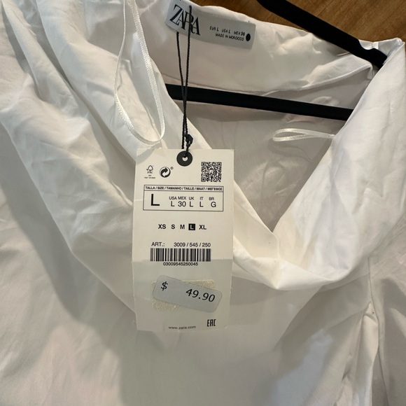 NWT Zara Poplin Asymmetrical Top Sz Large - Picture 4 of 11